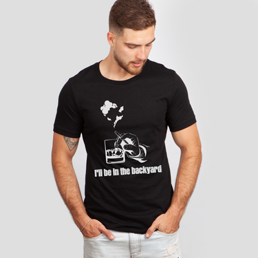 i'll be in the backyard bourbon black shirt